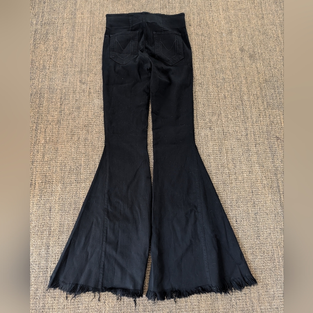 Show Me Your Mumu Berkeley Bells Long Wide Leg Jeans Flare High Rise Fray Sz XL - Picture 10 of 10